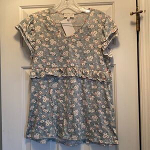 Sage Floral Top